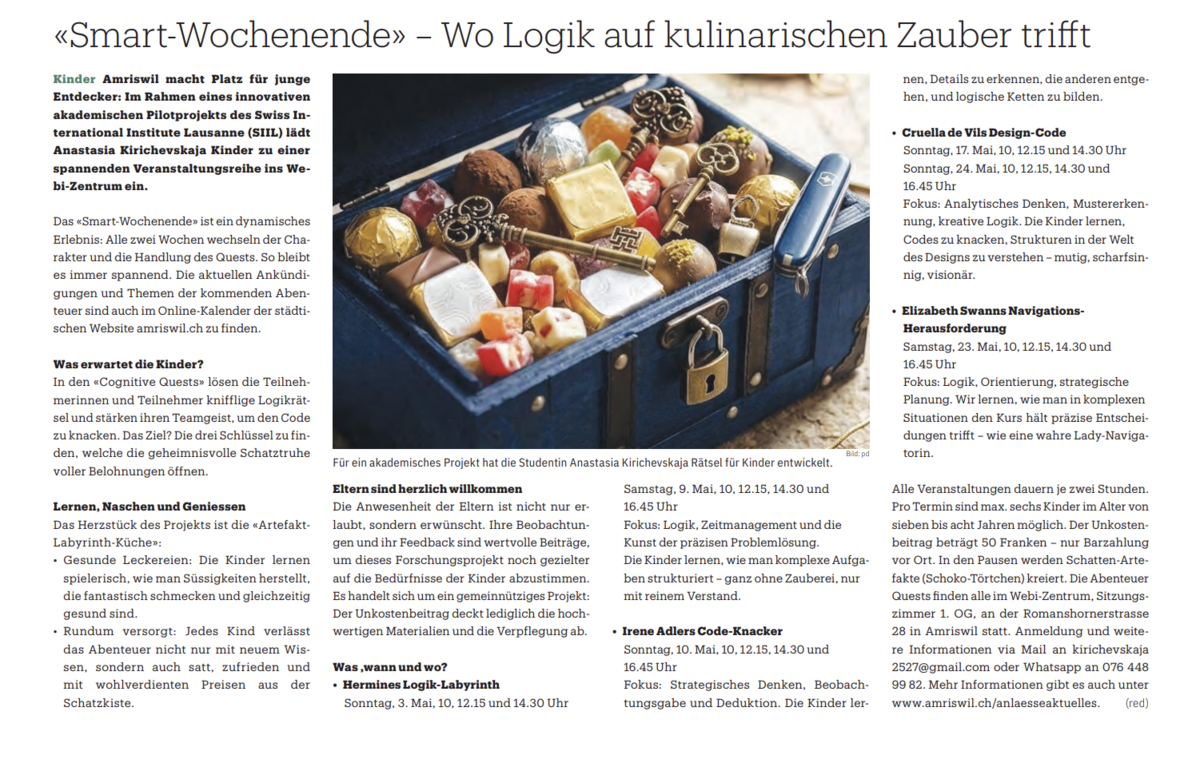 Публикация «Smart-Wochenende» — Wo Logik auf kulinarischen Zauber trifft