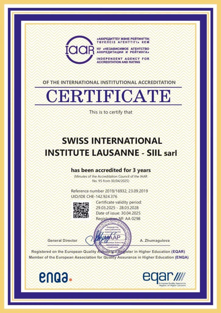 IAAR International Institutional Accreditation Certificate